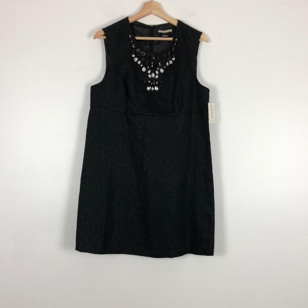 Mac and Jac sleeveless jeweled neck collar lined hidden zip closure dress SZ 14